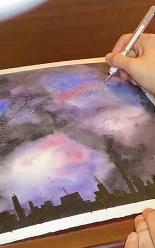 Painting a watercolor Galaxy
