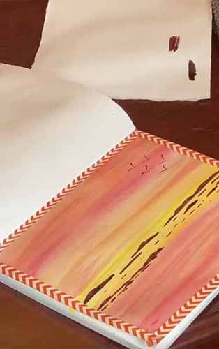 Painting a watercolor Sunset